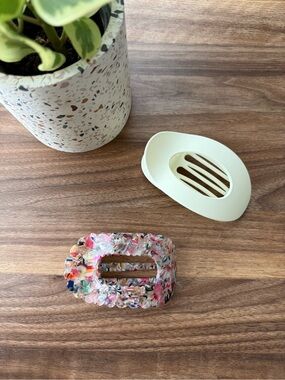 Matte Ivory Cream and Pink Multicolor Flat Hair Clip Bundle